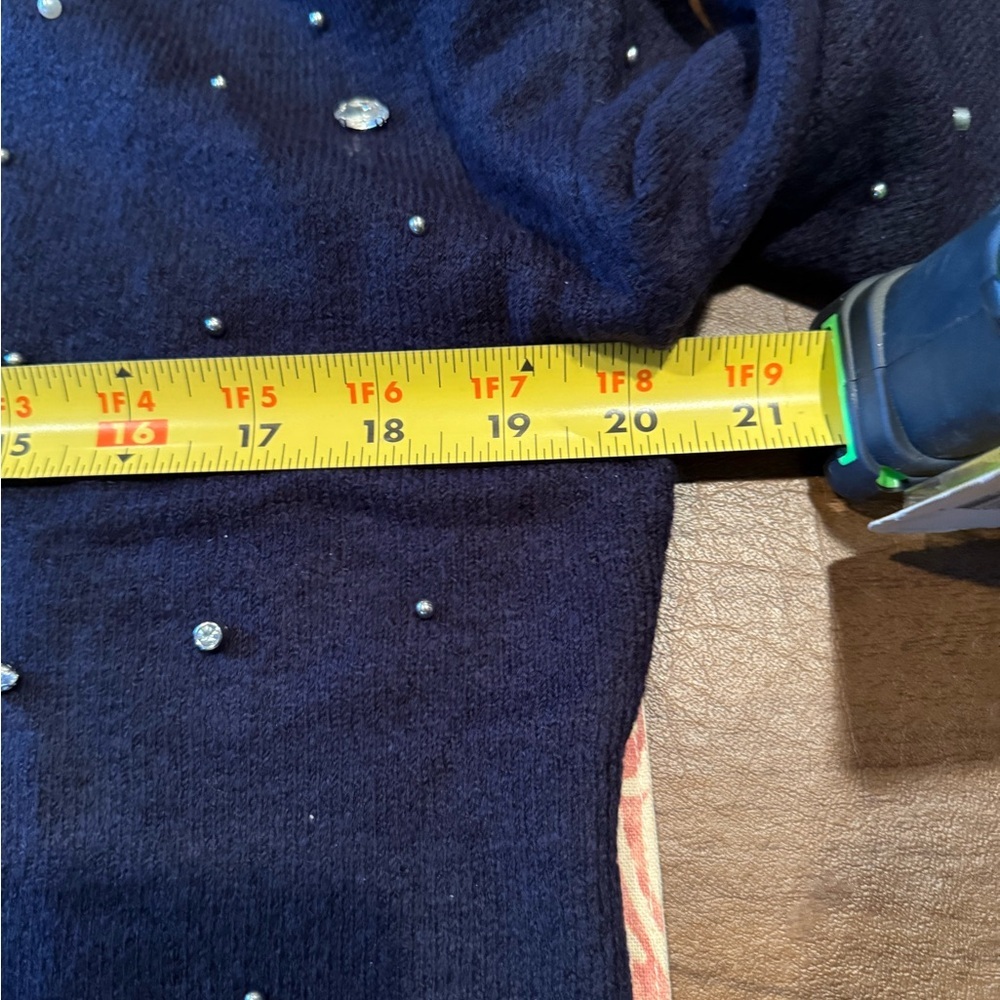 NWT Talbots Navy Crew Nexk Sweater w Faux Stone Accents SZ M - Picture 10 of 14